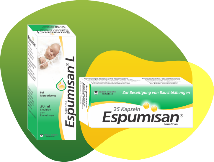 Packaging of Espumisan in different dosage forms for different needs